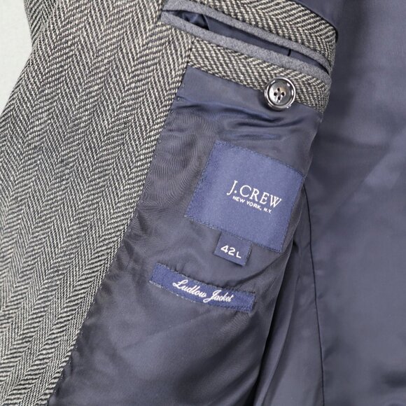 J Crew Ludlow 100% Linen Herringbone Blazer Sport Coat Jacket Mens 42L Long - Picture 3 of 12